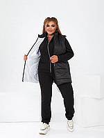 Женская двусторонняя жилетка стеганая утепленная плащевка спортивная повседневная с капюшоном 4 цвета 46-56