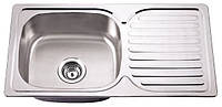 Мийка кухонна врізна "Platinum" 6550 (0,8 мм) Декор з "євро" сифоном