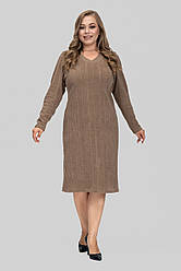 Стильна жіноча прилягаюча сукня міді з щільного трикотажу, батальні розміри