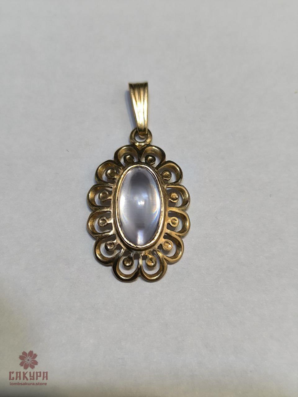Золотий Кулон зі вставкою онікс, фото 1