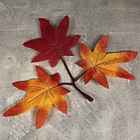 Кленовий лист, розмір композиції 13*15,5 см, колір-помаранчево-жовтий, арт 019072, 1 шт, Різнокольоровий