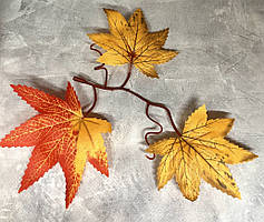 Кленовий лист, розмір композиції 23*19 см, колір-помаранчево-жовтий, арт 019073, 1 шт, Різнокольоровий