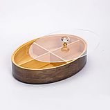 Менажниця бамбукова Yiwu HB-40-8 овальна з кришкою Бежевий, фото 2