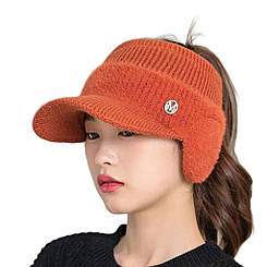 Кепка бейсболка жіноча з вушками та отвором під хвостик Теракот