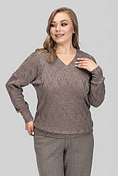 Гарний жіночий трикотажний светр з дрібним візерунком з ангори, батальні розміри