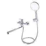 Змішувач для ванни Qtap Evia з довгим поворотним виливом (з душовим гарнітуром) QTEVI260CRM47579 Chrome, фото 3