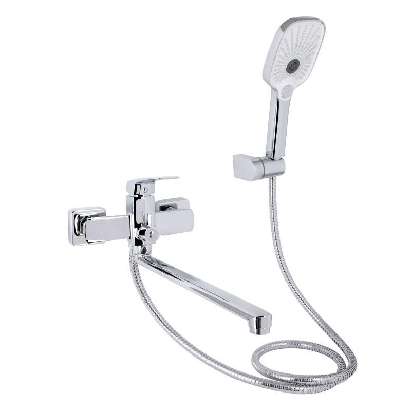 Змішувач для ванни Qtap Tern з довгим поворотним виливом (з душовим гарнітуром) QTTER260CRM47587 Chrome, фото 1