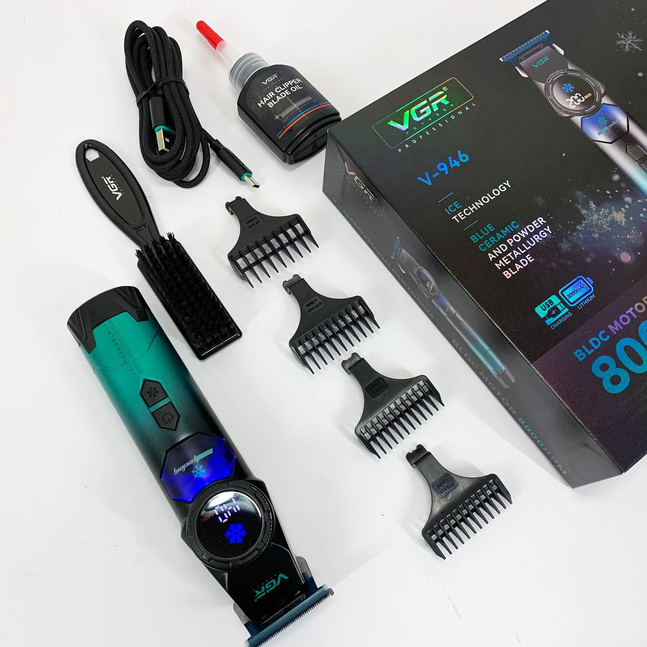 Машинка для стрижки на акумуляторі VGR V-946, Професійний бездротовий тример, Набір машинок для стрижки RB-66
