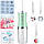 Іригатор для чищення зубів та порожнини рота Oral Irrigator з акумулятором та змінними насадками. Колір: зелений HE-82, фото 5