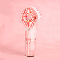Ручний вентилятор із водяним розпилювачем EHF-12 Рожевий, портативний вентилятор акумуляторний