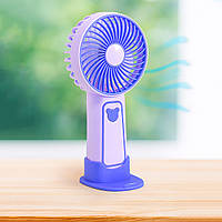 Ручний вентилятор на акумуляторі TX265 Фіолетовий, портативний мінівентилятор із підставкою для телефона