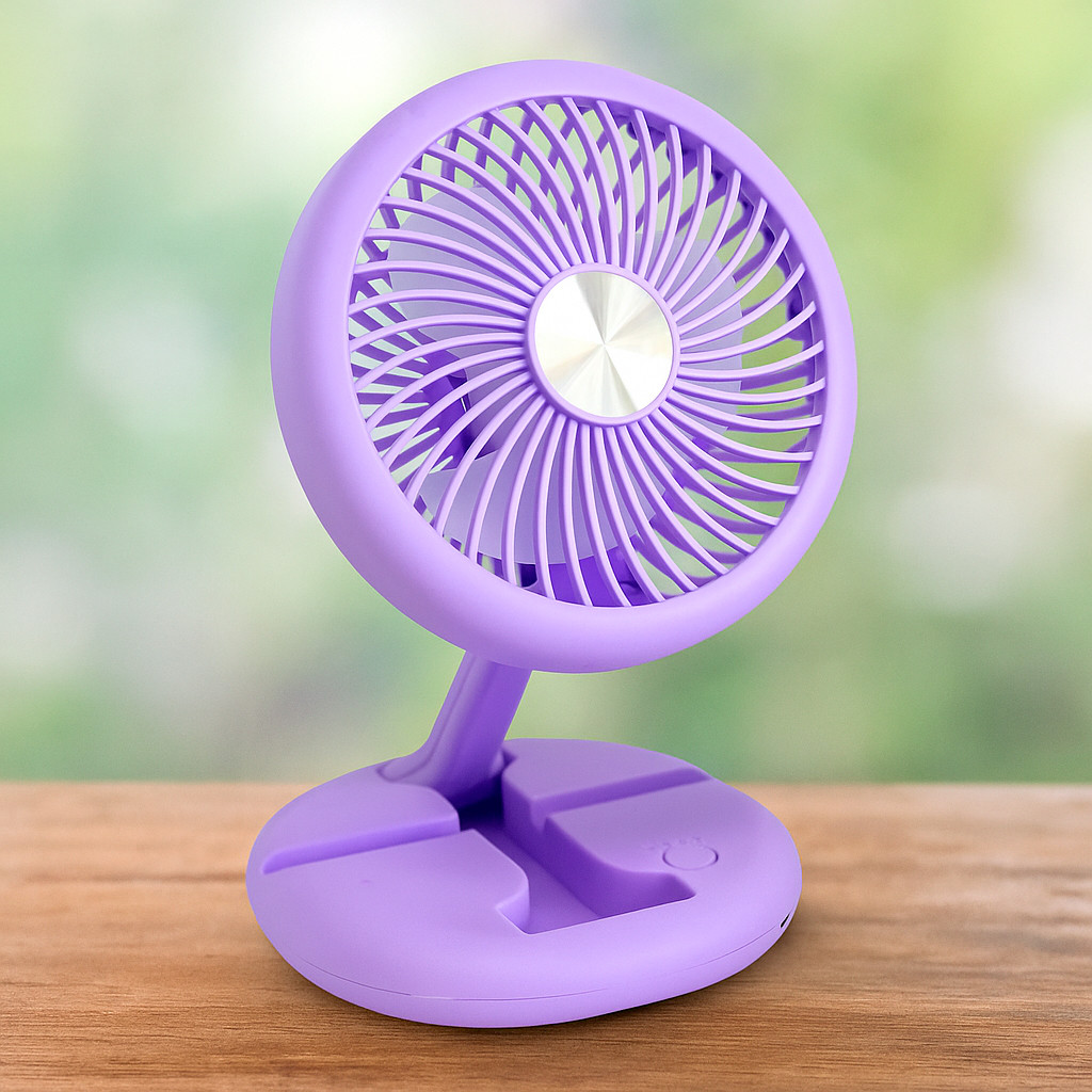 Настільний вентилятор на акумуляторі складаний, Mini Fan W1646 Фіолетовий, маленький вентилятор для офісу, фото 1
