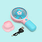 Вентилятор на акумуляторі ручний AC-38 Рожево-блакитний, портативний вентилятор із підставкою на стіл, фото 3