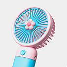 Вентилятор на акумуляторі ручний AC-38 Рожево-блакитний, портативний вентилятор із підставкою на стіл, фото 5