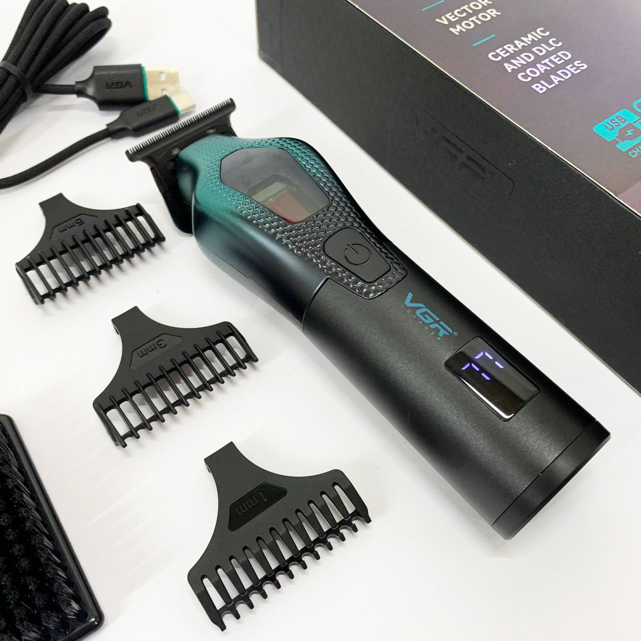 Надійна машинка для стрижки VGR V-997, Професійна машинка для гоління голови Тример скронь KH-66, фото 1