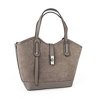 Сумка жіноча замшева Virginia Conti 04054 з червоною підкладкою темний тауп