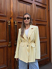 Піджак подовжений прямого крою з костюмки із поясом 515 Розмір: універсальний