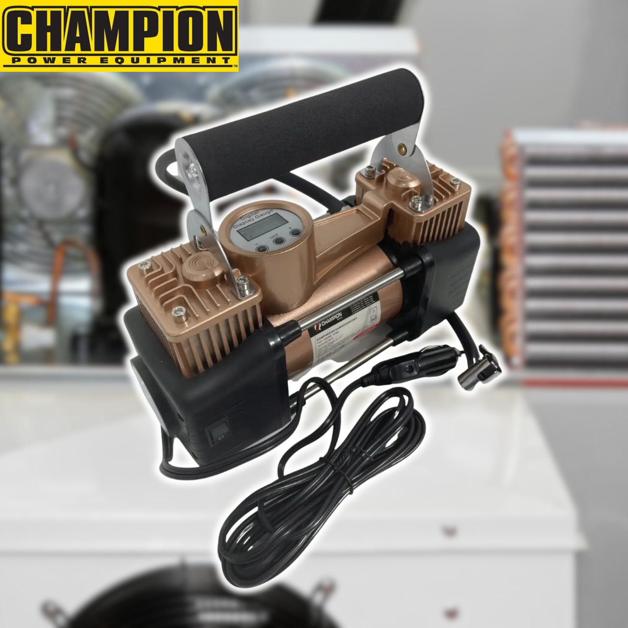 Автокомпресор від прикурювача CHAMPION CP-1015 60 л/хв до 10 барів 12 В, фото 1
