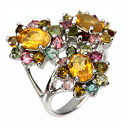 Цитрин і турмалін срібна каблучка, 0566ЛЦ