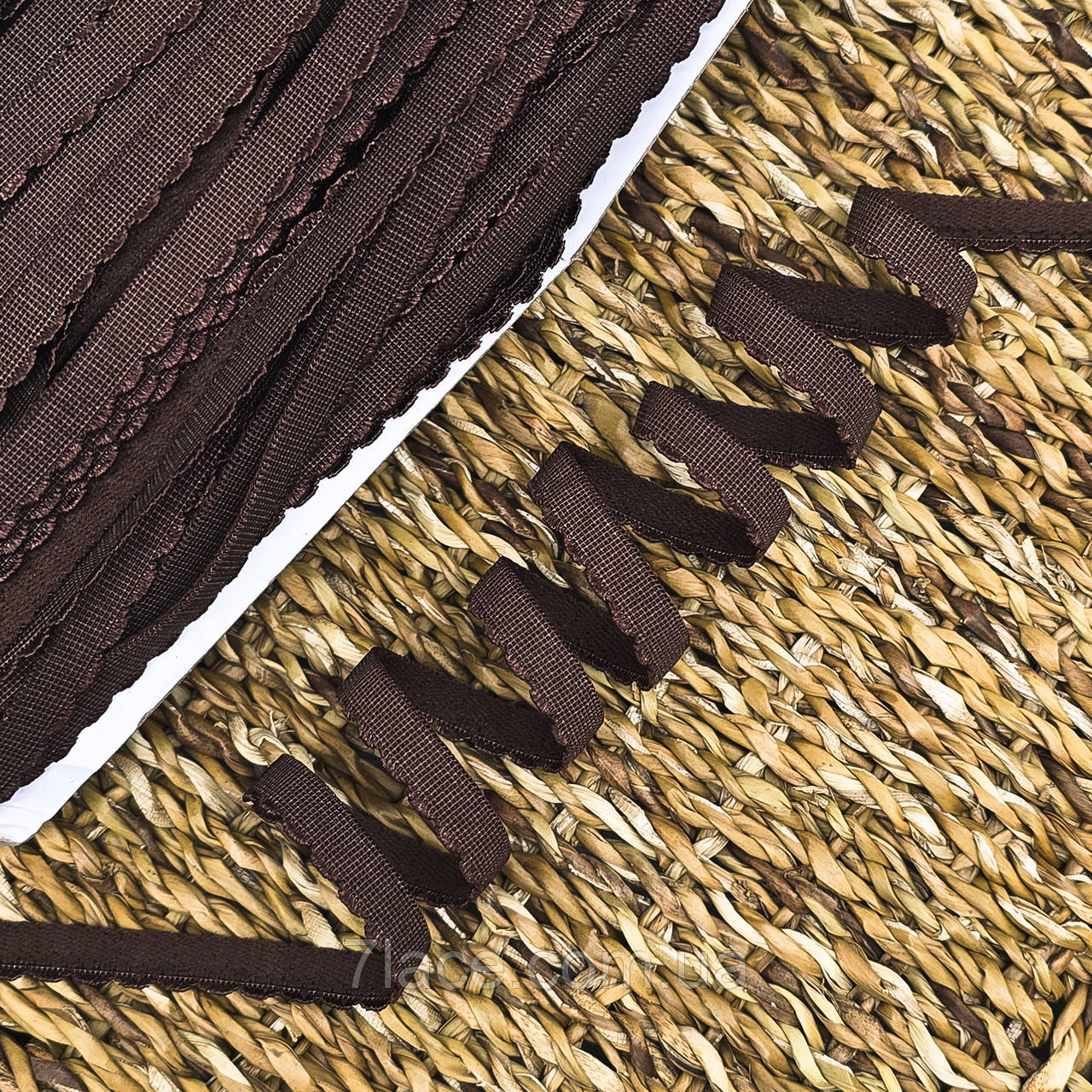 Станова гумка з фестоном "Хвиля" / колір шоколад / ширина 1 см / замовлення від 1 метра, фото 1