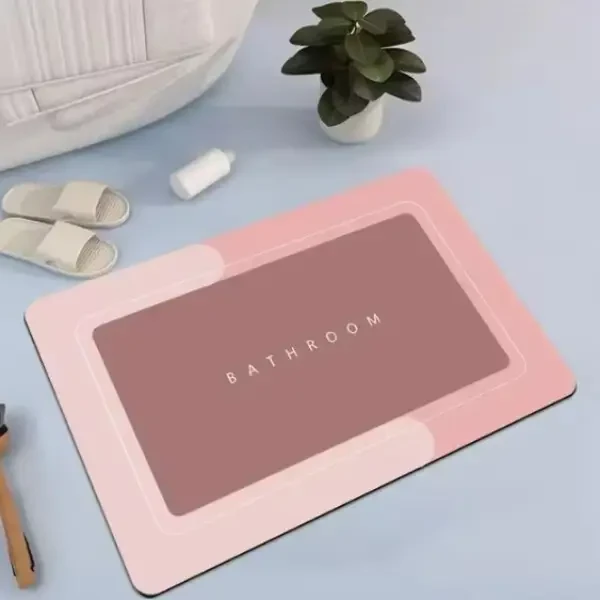 Інноваційний Супервбираючий Діатомітовий Килимок для ванної 60*40см прямокутний Рожевий, фото 1
