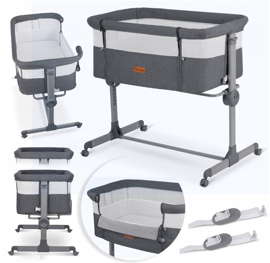 Дитяче ліжко Nukido з регулюванням висоти та кріпленням до ліжка NK-243 724303 Сіре, фото 1