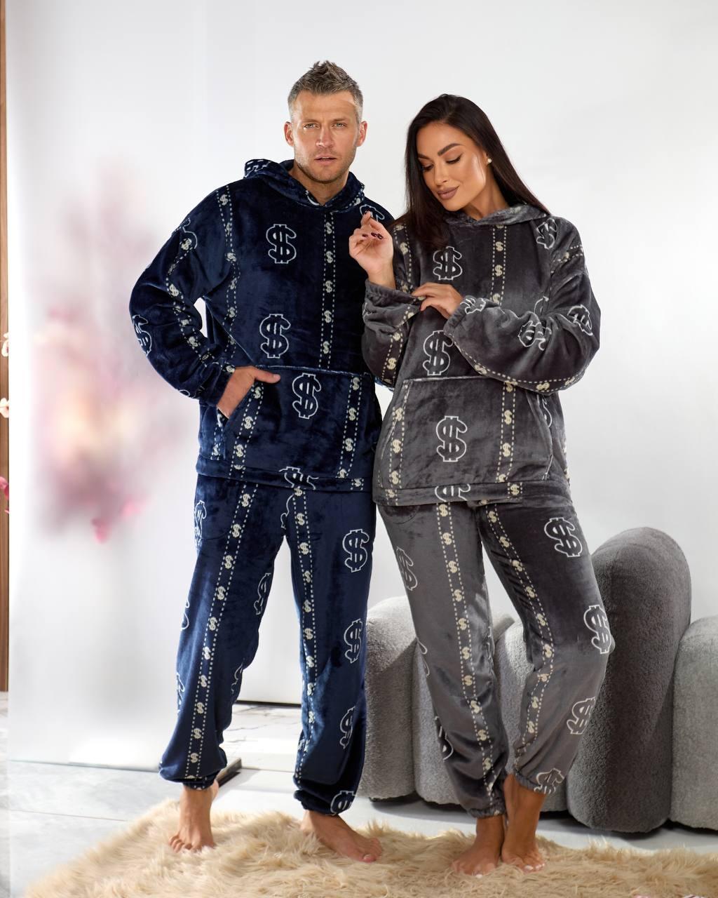 Піжама унісекс тепла з кенгуру Долар графітового кольору, фото 1