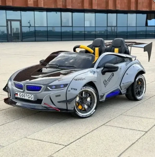 Дитячий електромобіль на акумуляторі двомісний BMW з пультом радіокерування для дітей 3-8 років Блакитний, фото 1