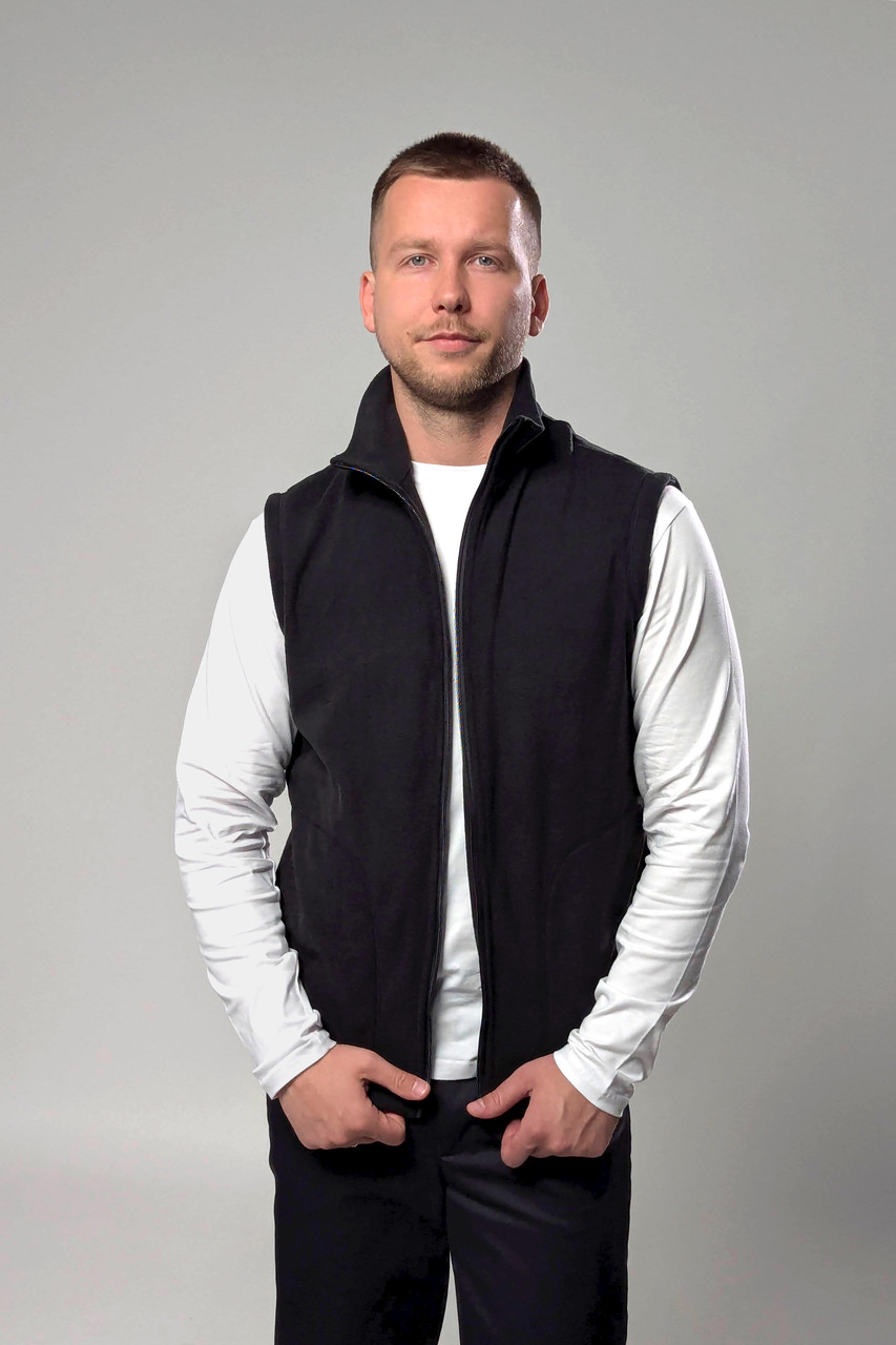 Флісова безрукавка чоловіча Чорна M, фото 1