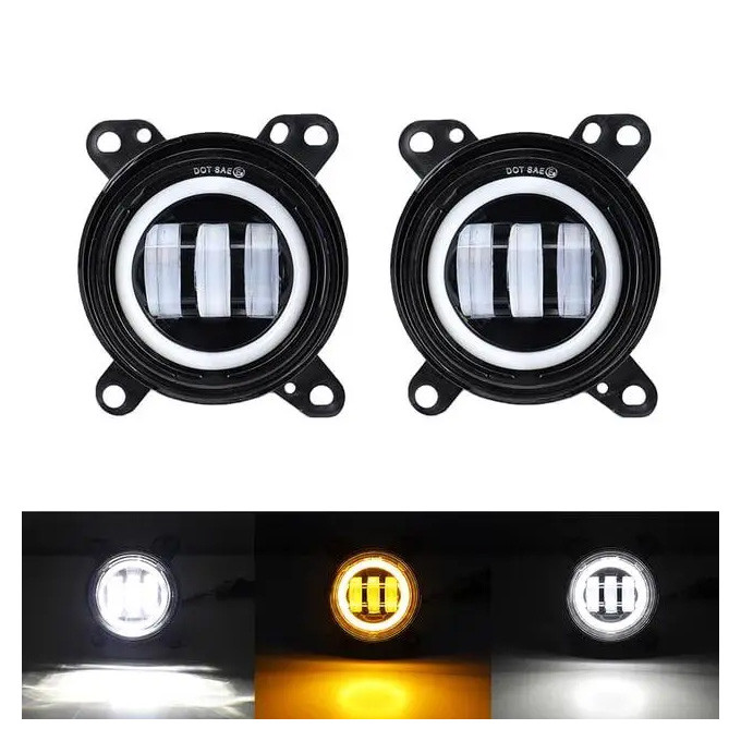 Світлодіодні туманки DAF з поворотом, LED лінзи ПТФ + DRL та поворот, на вантажівку 5500К 12/24В, 2шт