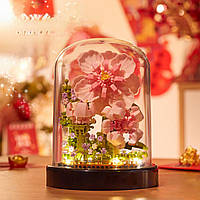 Конструктор нічник блочний дитячий з підсвіткою квітка в колбі Гібіскус квіти