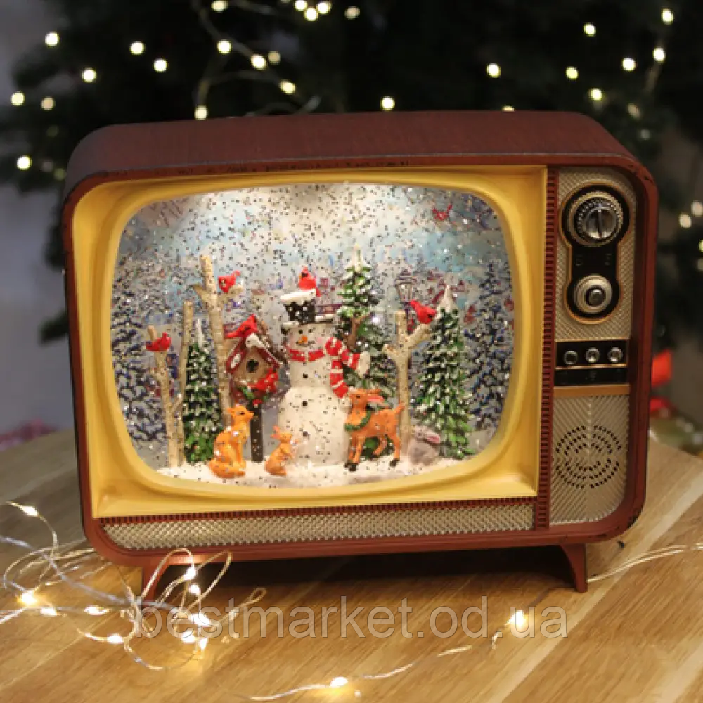 Новорічний нічник "Ретро ТВ" 21х17х12см, WDL-24034B/ Різдвяний ліхтарик/Норічний світильник