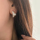 Срібні сережки класичної форми з золотом і камінчиками цирконію "Симфонія", фото 3