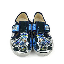 Тапочки для хлопчика темно-сині Мото тм Waldi, фото 4