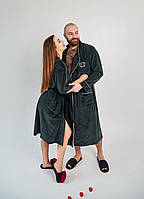 Халат чоловічий велюровий на запах шаль смараг