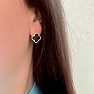 Сережки-конюшинки зі срібла з сяючим авантюрином "Поклик" - англійська застібка, 14 мм, фото 3