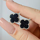 Сережки-конюшинки зі срібла з сяючим авантюрином "Поклик" - англійська застібка, 14 мм, фото 2