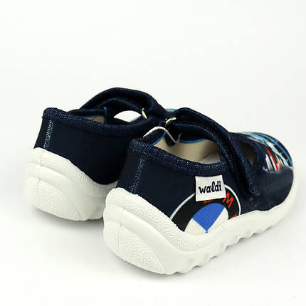 Дитячі тапочки сині для хлопчика з малюнком машинатм  Waldi, фото 2
