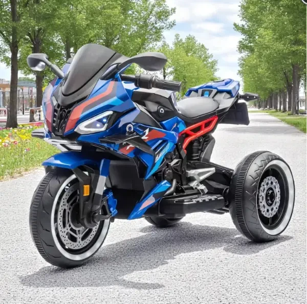 Дитячий електро мотоцикл триколісний на акумуляторі Bambi M 6143 для дітей 3-8 років Синій, фото 1