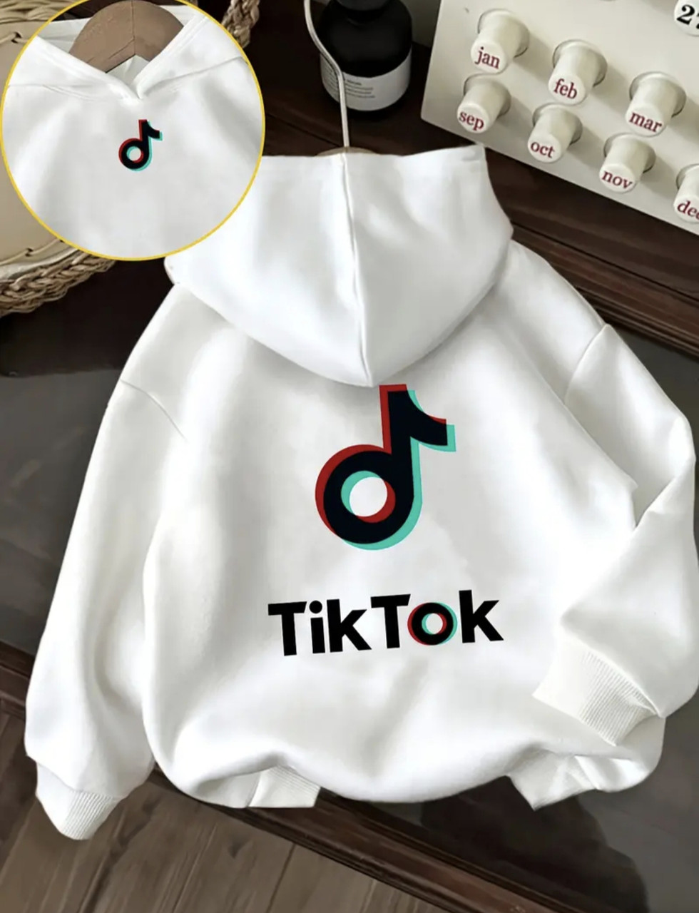 Жіноче тепле худі з принтом Tik Tok, фото 1