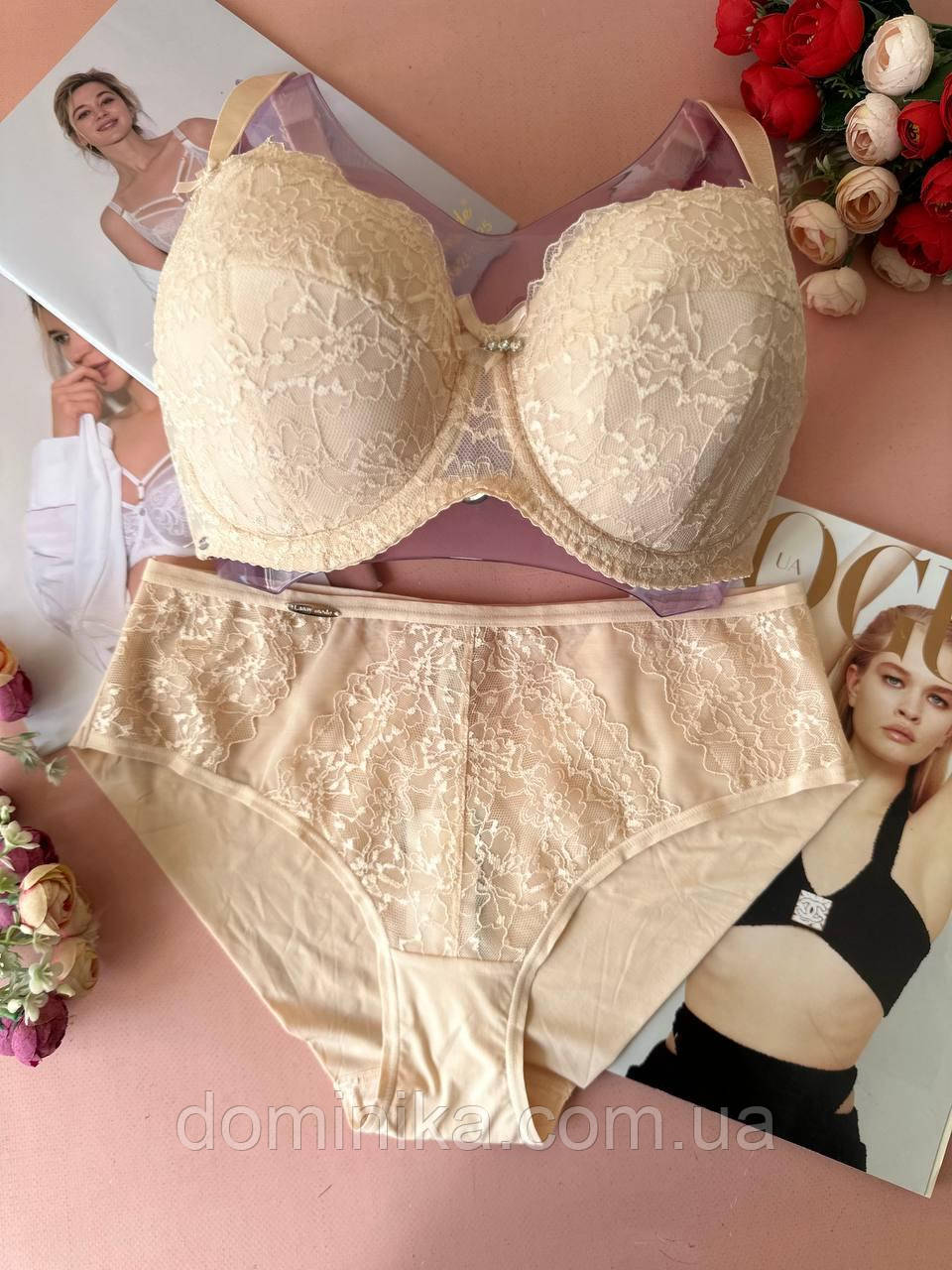 80/85/90/95/100Е Комплект нижньої білизни на чашку E бежевий