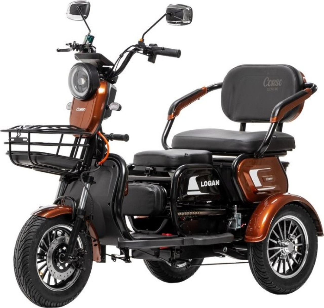 Corso Logan (1200W 72V/23Ah)  Brown Електроскутер триколісний трицикл, фото 1