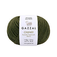 Gazzal CHUNKY (Газзал Чанкі) №152 хакі (Пряжа 100% меринос, нитки для в'язання)