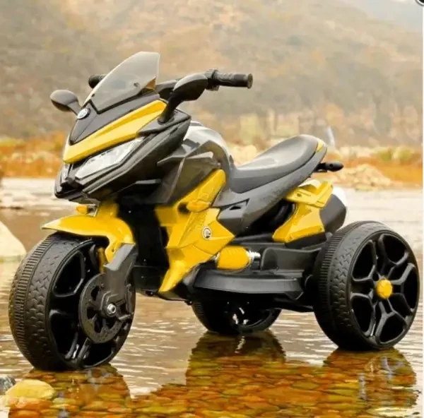 Дитячий електро мотоцикл триколісний на акумуляторі BMW M 4274 для дітей 3-8 років жовтий, фото 1