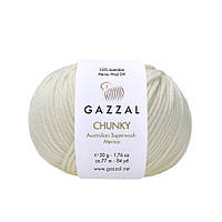 Gazzal CHUNKY (Газзал Чанкі) №154 молочний (Пряжа 100% меринос, нитки для в'язання)
