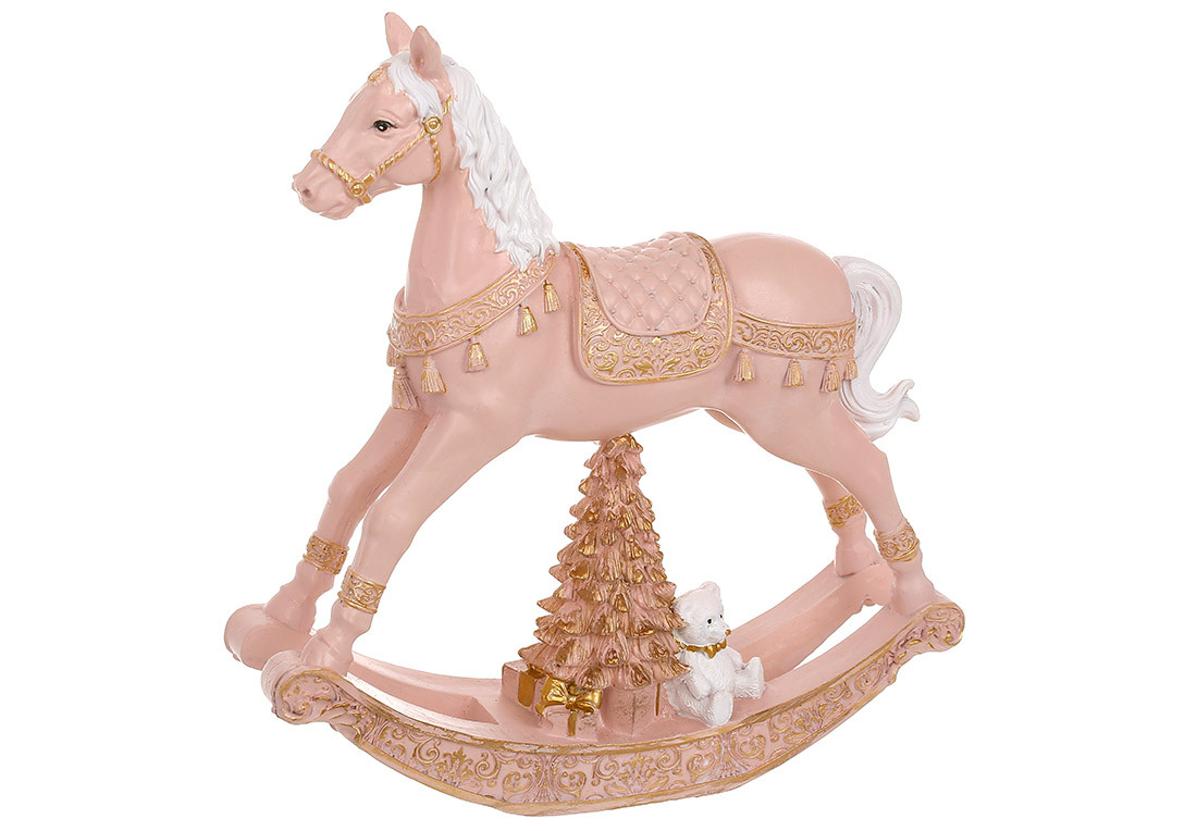 Статуетка Конячка-гойдалка з ялинкою та ведмедиком 18см, фото 1