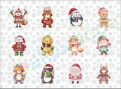 Фетр з принтом ЯЛИНКОВІ ІГРАШКИ міні, 22x30 см, корейський м'який 1.2 мм