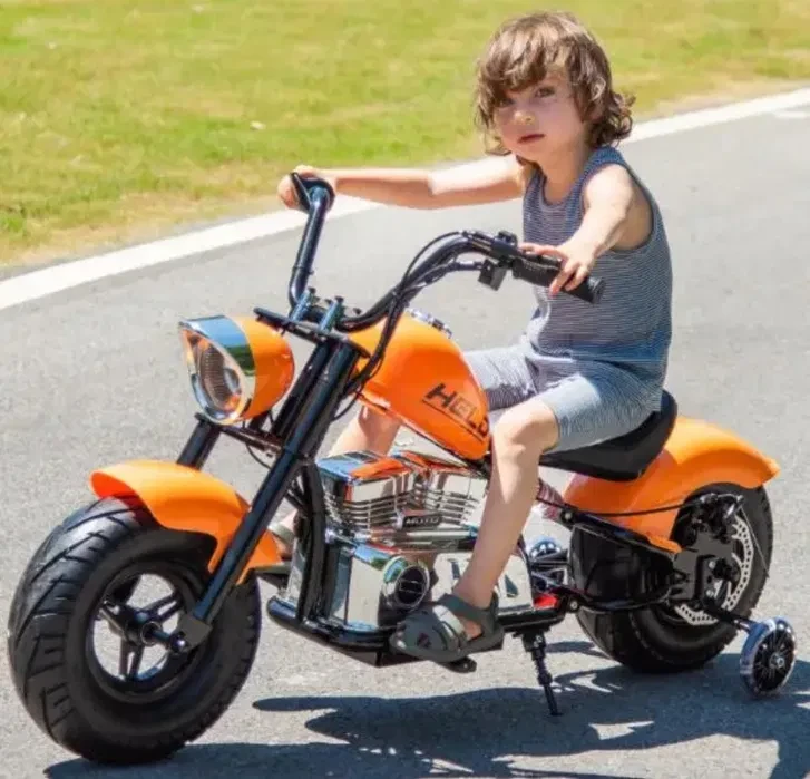 Дитячий електро мотоцикл двоколісний на акумуляторі Harley-Davidson M 6016 для дітей 3-8 років Жовтогарячий, фото 1