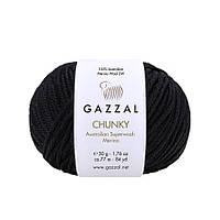 Gazzal CHUNKY (Газзал Чанкі) №158 чорний (Пряжа 100% меринос, нитки для в'язання)