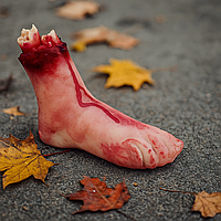 Декорація Хелловін "Відірвана нога", 23x14 см, гума, Рожевий